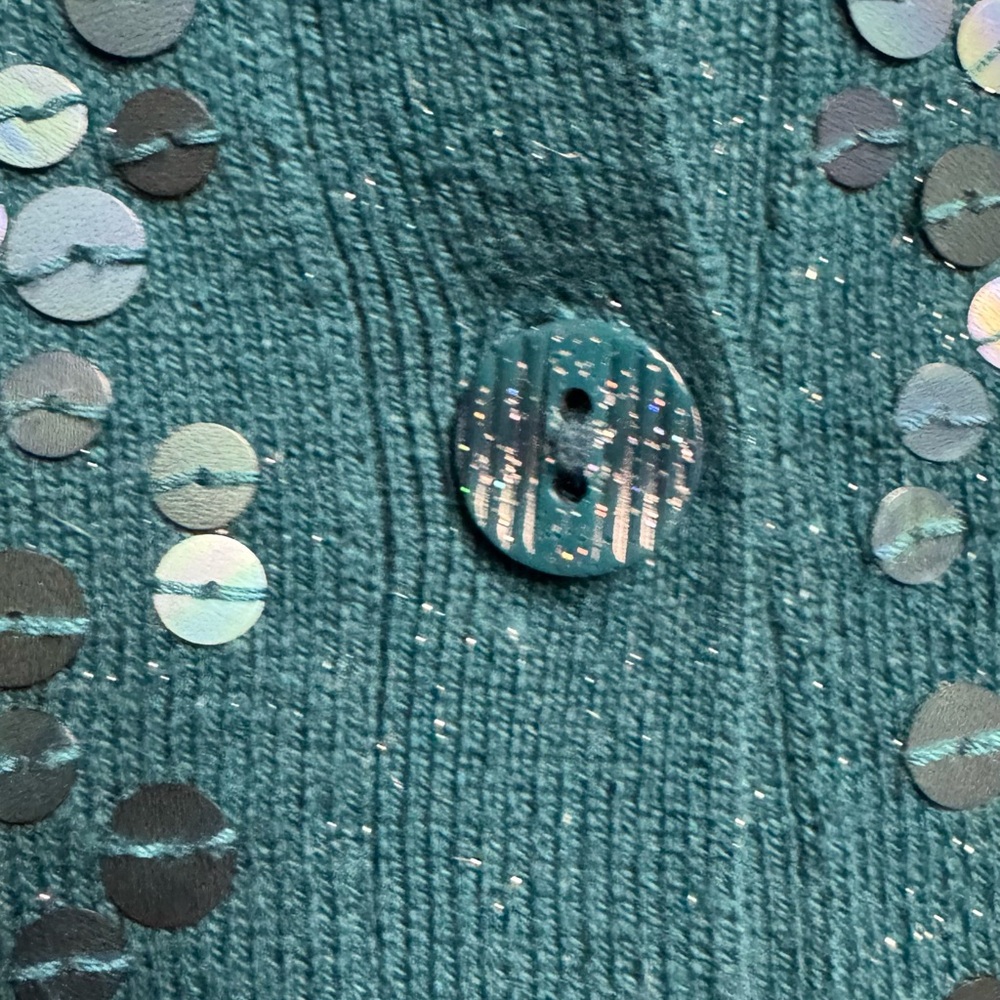 CJ Banks teal hand beaded sweater - Picture 3 of 6